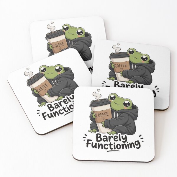 Item preview, Barely Functioning Cute Frog Coffee Meme designed and sold by redblink store.