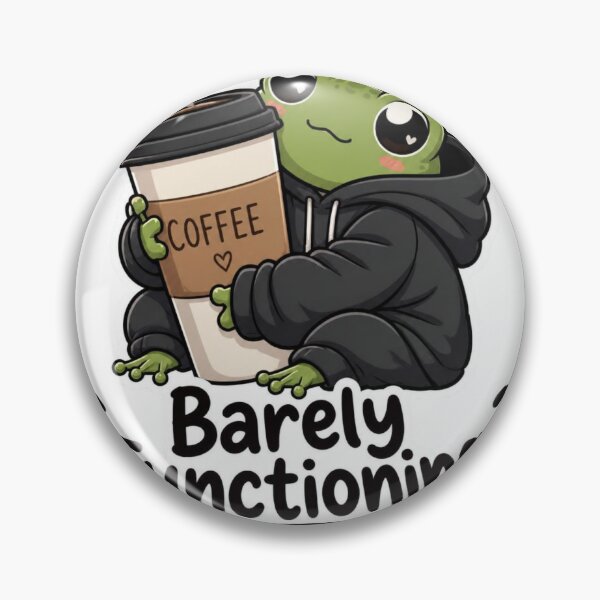 Item preview, Barely Functioning Cute Frog Coffee Meme designed and sold by redblink store.