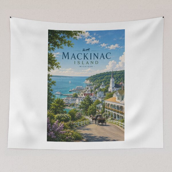 Item preview, Mackinac Island Michigan Harbor and Victorian Waterfront designed and sold by Aryabek.
