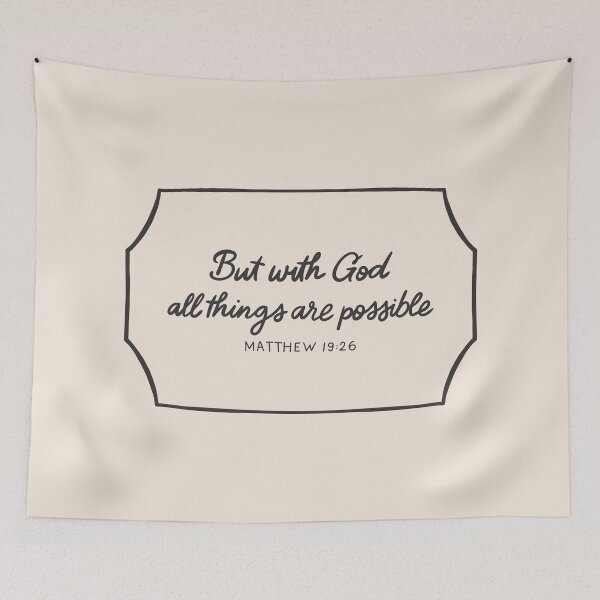 Item preview, But With God All Things Are Possible Matthew 19:26 Minimalistic Christian Bible Study Decor designed and sold by oneofthesedayys.
