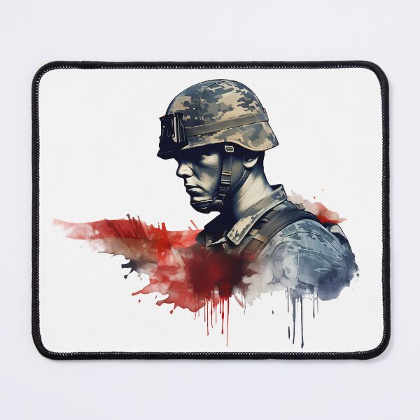 Item preview, Soldier Portrait with Artistic Paint Splatter designed and sold by Chris Art Printing.