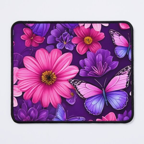 Item preview, Vibrant Pink Flowers and Purple Butterflies designed and sold by INKRebelGraphic.