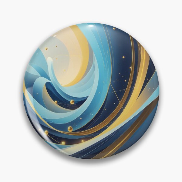 Item preview, Abstract Blue & Gold Geometric Digital Art | Futuristic Cosmic Wall Art designed and sold by semenol.
