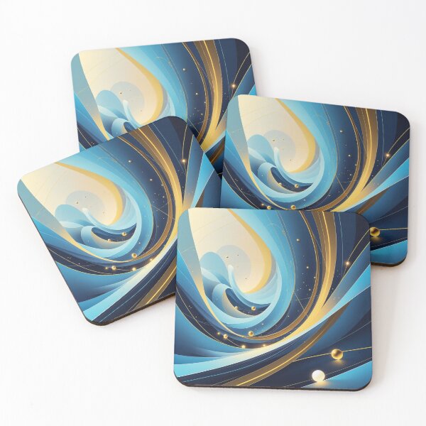 Item preview, Abstract Blue & Gold Geometric Digital Art | Futuristic Cosmic Wall Art designed and sold by semenol.