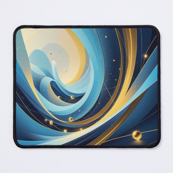 Item preview, Abstract Blue & Gold Geometric Digital Art | Futuristic Cosmic Wall Art designed and sold by semenol.