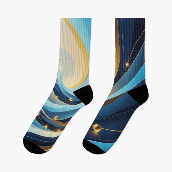 Item preview, Abstract Blue & Gold Geometric Digital Art | Futuristic Cosmic Wall Art designed and sold by semenol.