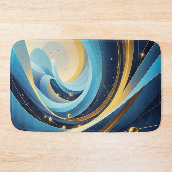 Item preview, Abstract Blue & Gold Geometric Digital Art | Futuristic Cosmic Wall Art designed and sold by semenol.
