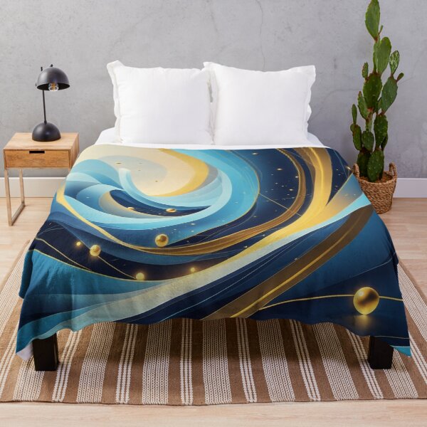 Item preview, Abstract Blue & Gold Geometric Digital Art | Futuristic Cosmic Wall Art designed and sold by semenol.