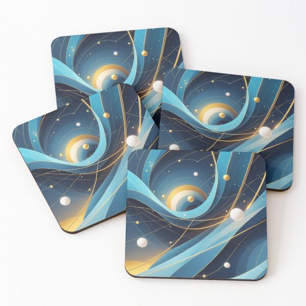 Item preview, Modern Blue Gold Abstract Geometry | Elegant Futuristic Digital Artwork designed and sold by semenol.