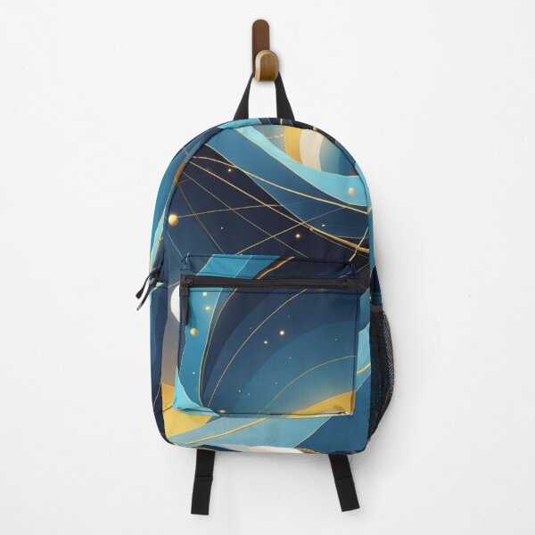 Item preview, Modern Blue Gold Abstract Geometry | Elegant Futuristic Digital Artwork designed and sold by semenol.