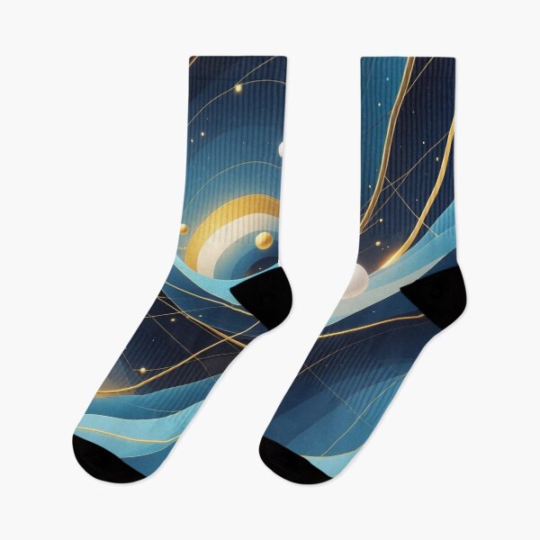 Item preview, Modern Blue Gold Abstract Geometry | Elegant Futuristic Digital Artwork designed and sold by semenol.