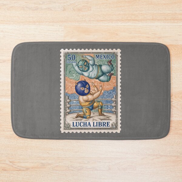 Artikelvorschau, Vintage mexikanische Lucha Libre Briefmarke – Maskierte Wrestler im Ring entworfen und verkauft von retrographics.