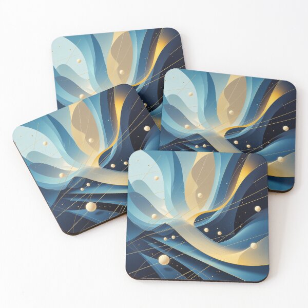 Item preview, Futuristic Abstract Blue & Gold Cosmic Geometry | Contemporary Digital Art designed and sold by semenol.