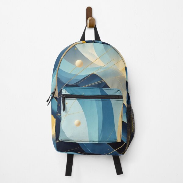 Item preview, Futuristic Abstract Blue & Gold Cosmic Geometry | Contemporary Digital Art designed and sold by semenol.