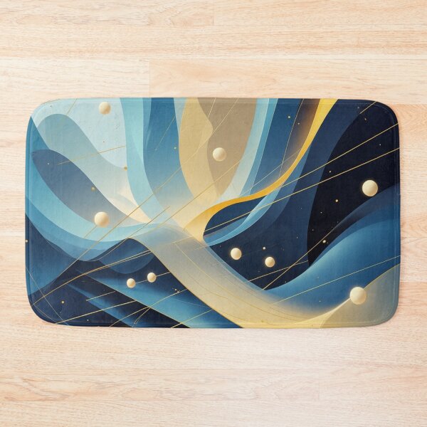 Item preview, Futuristic Abstract Blue & Gold Cosmic Geometry | Contemporary Digital Art designed and sold by semenol.