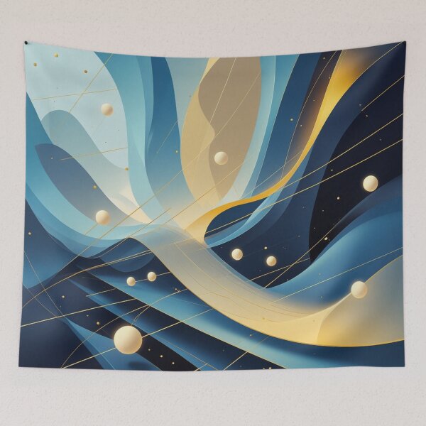 Item preview, Futuristic Abstract Blue & Gold Cosmic Geometry | Contemporary Digital Art designed and sold by semenol.