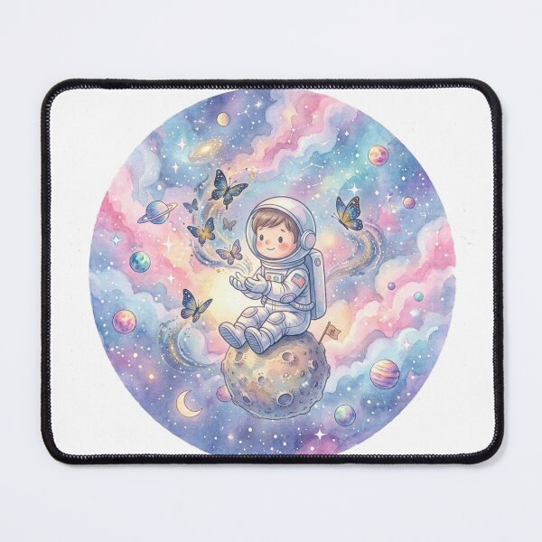 Item preview, Kawaii Astronaut with Magical Butterflies | Pastel Galaxy Watercolor Space Art designed and sold by RoyArt0.
