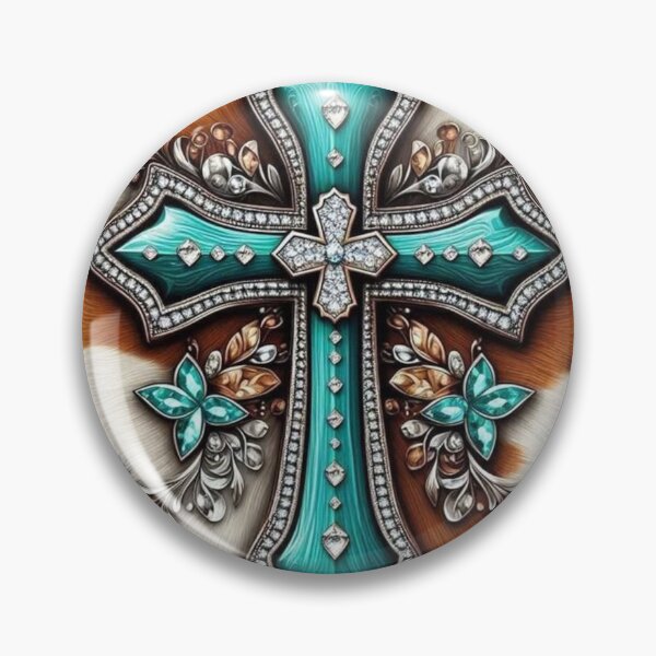 Item preview, Western Cowhide Turquoise Cross designed and sold by INKRebelGraphic.
