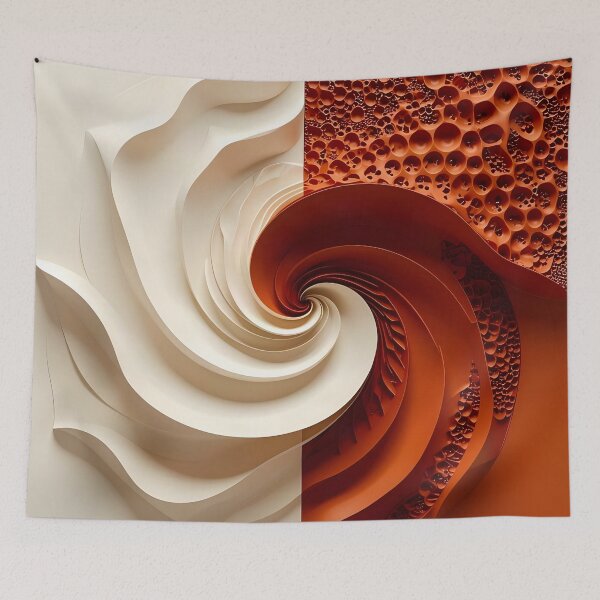 Item preview, Curved Geometric Designs in Orange and White designed and sold by Vicky Brago-Mitchell®.