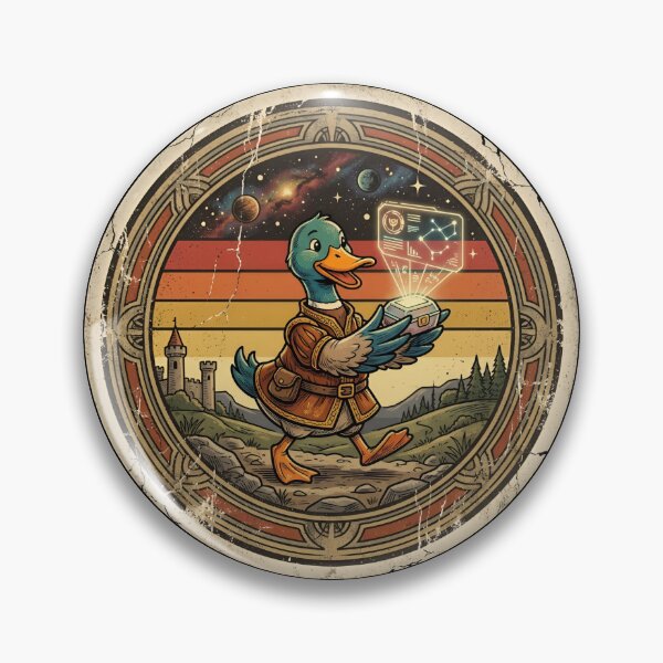 Item preview, Retro Medieval Page Duck Hologram Vintage Badge designed and sold by DuckOddity.