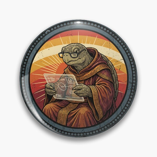 Item preview, Retro Medieval Scholar Sea Turtle Vintage Badge designed and sold by DuckOddity.