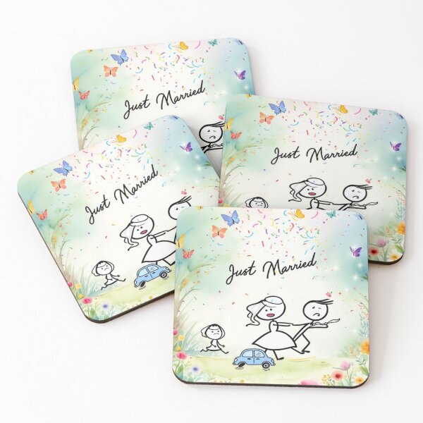 Item preview, Just Married Stick Figures Wedding Art Print designed and sold by XDesignStudio.