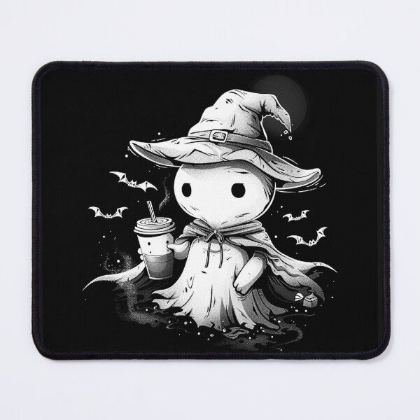 Item preview, Cute Witch Ghost With Coffee Spooky Kawaii Halloween Art designed and sold by inkoutninja.