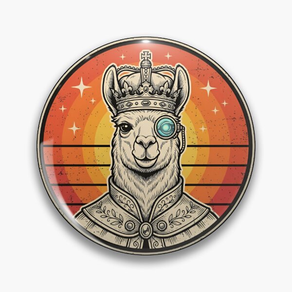 Item preview, Retro Cyber Monocle King Llama Vintage Badge designed and sold by DuckOddity.
