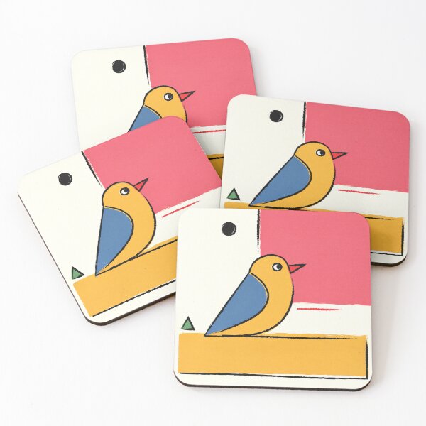 Item preview, Mid Century Geometric Bird Art – Perched by Window designed and sold by Filora Atelier | Bird Art.
