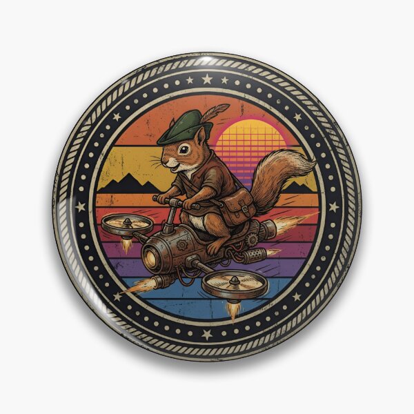 Item preview, Retro Hover Drone Messenger Squirrel Vintage Badge designed and sold by DuckOddity.