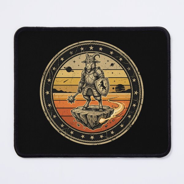 Item preview, Retro Space Knight Goat Hover Rock Vintage Badge designed and sold by DuckOddity.