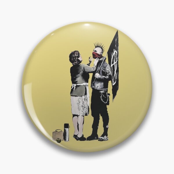 Item preview, Banksy graffiti mom and punk designed and sold by NoThoughtsCat.