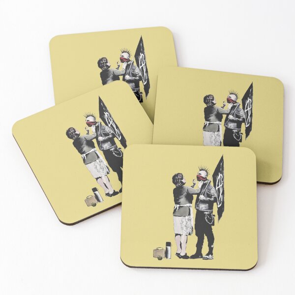 Item preview, Banksy graffiti mom and punk designed and sold by NoThoughtsCat.
