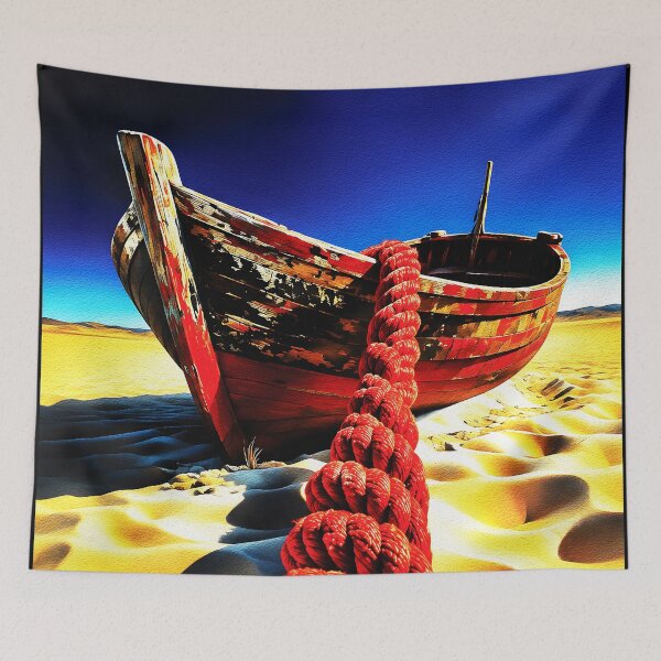 Item preview, Stranded – Boat in the Desert Symbolic Painting designed and sold by RamyGallery.