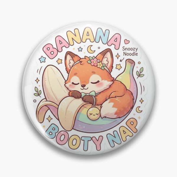 Item preview, Cute Kawaii Banana Booty Nap Fox Sticker | Anime Style Snoozy Noodle Chibi Art | Banana Bed Sticker designed and sold by Chipkooo.