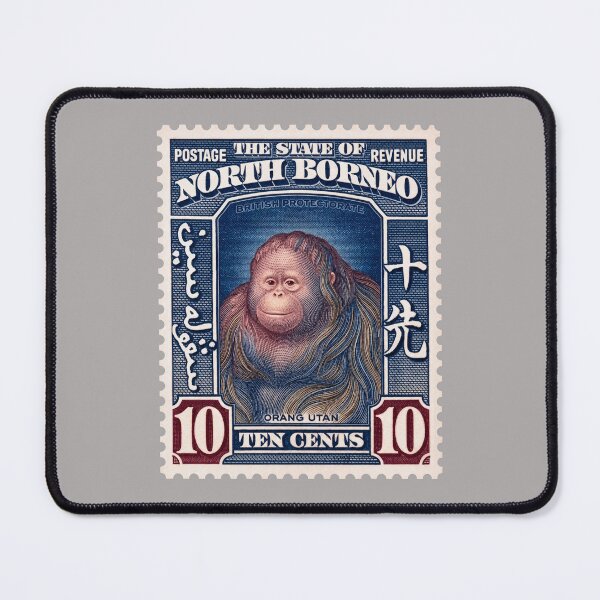 Item preview, Vintage North Borneo Orangutan Postage Stamp – Retro Wildlife Engraving designed and sold by retrographics.
