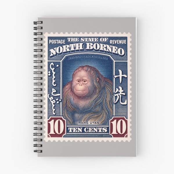 Item preview, Vintage North Borneo Orangutan Postage Stamp – Retro Wildlife Engraving designed and sold by retrographics.