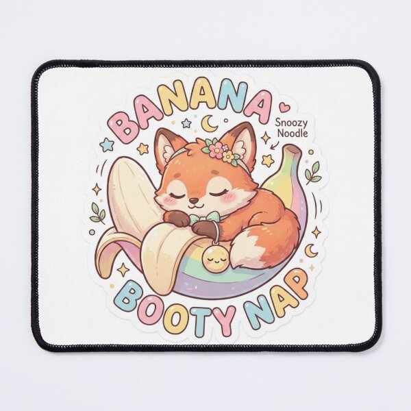 Item preview, Cute Kawaii Banana Booty Nap Fox Sticker | Anime Style Snoozy Noodle Chibi Art | Banana Bed Sticker designed and sold by Chipkooo.