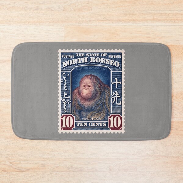 Item preview, Vintage North Borneo Orangutan Postage Stamp – Retro Wildlife Engraving designed and sold by retrographics.