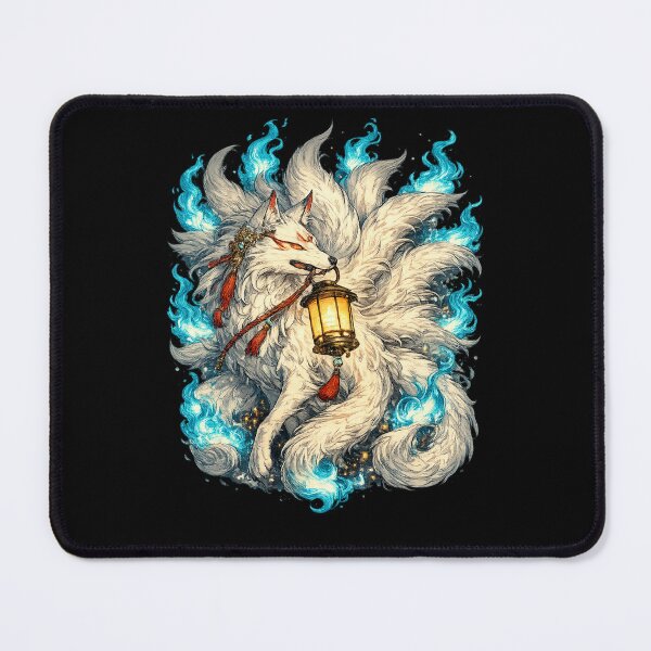 Item preview, The Kitsune of the Blue Fire | Nine-Tailed Fox Japanese Fantasy Illustration designed and sold by Substance_life.