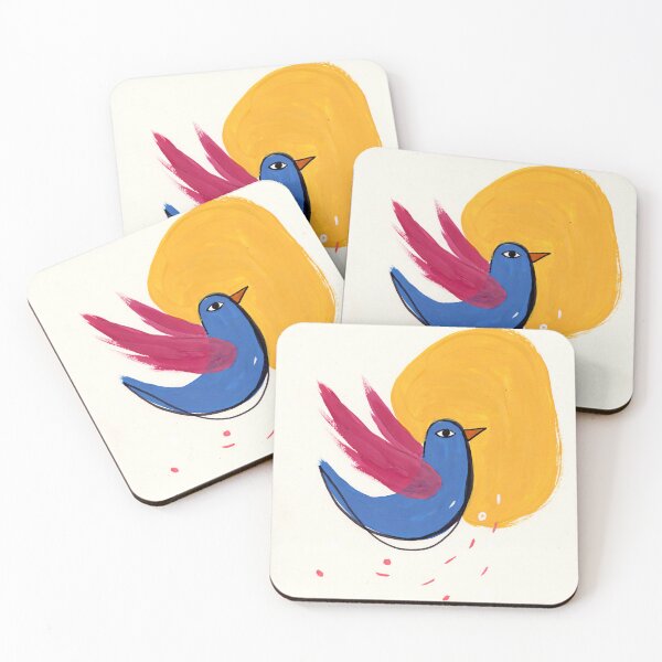 Item preview, Abstract Blue Bird Art – "Across the Golden Sun" designed and sold by Filora Atelier | Bird Art.
