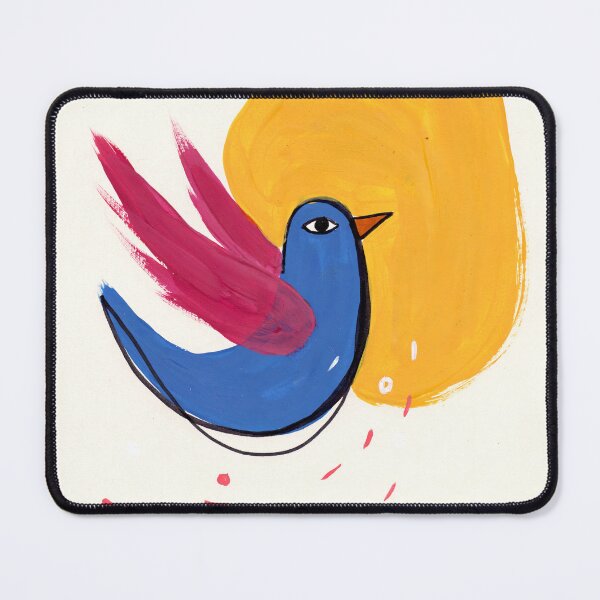 Item preview, Abstract Blue Bird Art – "Across the Golden Sun" designed and sold by Filora Atelier | Bird Art.
