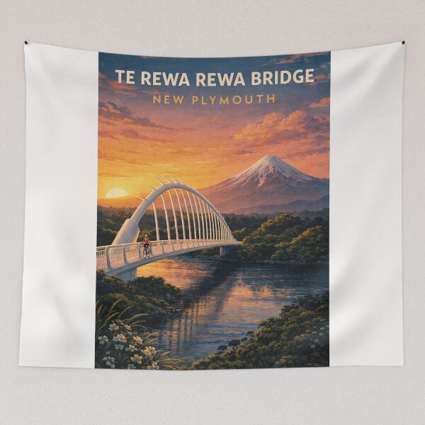 Item preview, Te Rewa Rewa Bridge with Mount Taranaki New Plymouth New Zealand designed and sold by Places On Earth.