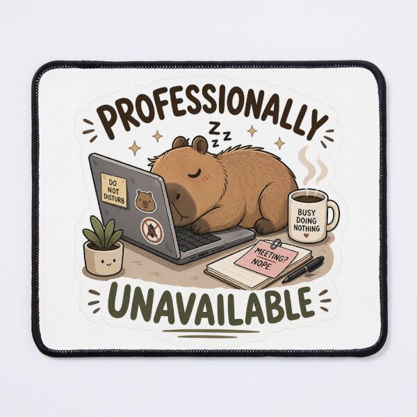 Item preview, Professionally Unavailable Sleepy Capybara Sticker | Funny Work From Home Meme | Cute Capybara Laptop designed and sold by RJACreative.