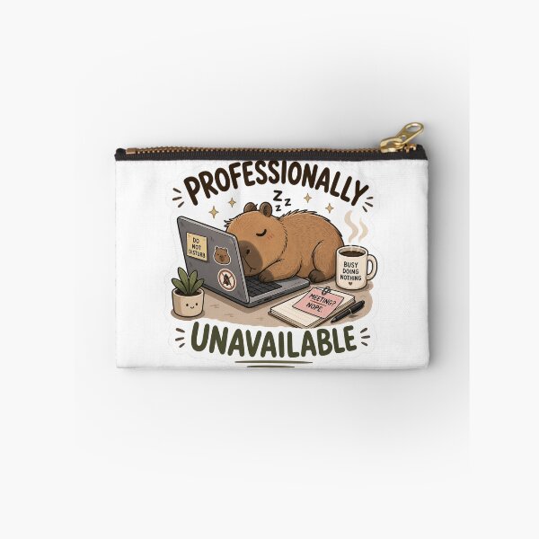 Item preview, Professionally Unavailable Sleepy Capybara Sticker | Funny Work From Home Meme | Cute Capybara Laptop designed and sold by RJACreative.