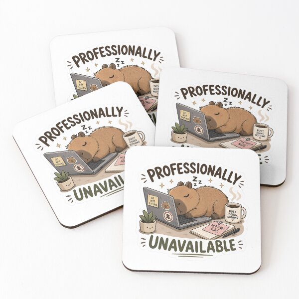 Item preview, Professionally Unavailable Sleepy Capybara Sticker | Funny Work From Home Meme | Cute Capybara Laptop designed and sold by RJACreative.