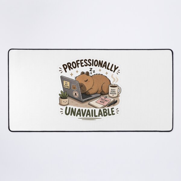 Item preview, Professionally Unavailable Sleepy Capybara Sticker | Funny Work From Home Meme | Cute Capybara Laptop designed and sold by RJACreative.