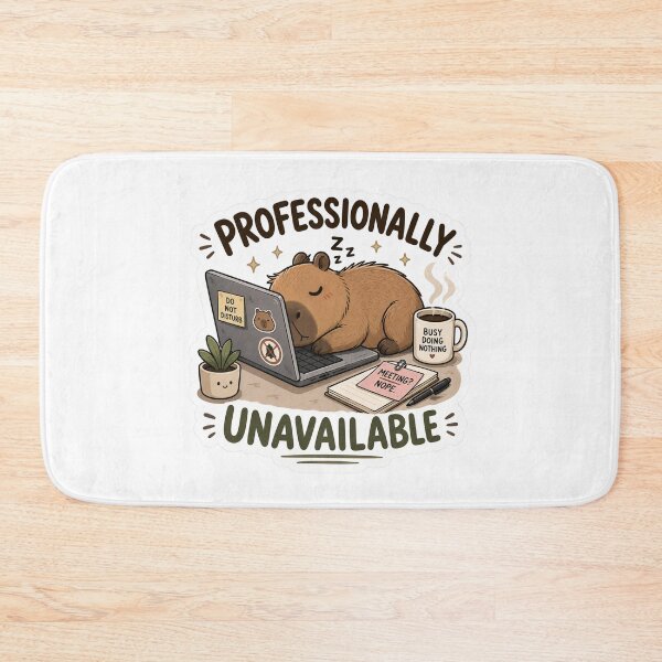 Item preview, Professionally Unavailable Sleepy Capybara Sticker | Funny Work From Home Meme | Cute Capybara Laptop designed and sold by RJACreative.