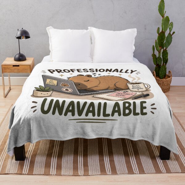 Item preview, Professionally Unavailable Sleepy Capybara Sticker | Funny Work From Home Meme | Cute Capybara Laptop designed and sold by RJACreative.