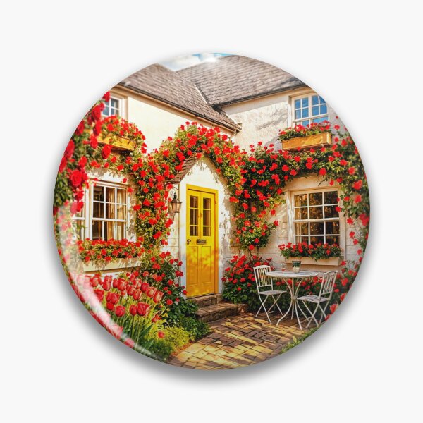 Item preview, Charming cottage with abundant red roses designed and sold by The Empire Of Digital Art..